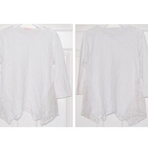 Me.n.u Girls, Juniors Size L (Bust: 33") Shirt, 3/4 Sleeve, Crochet Details